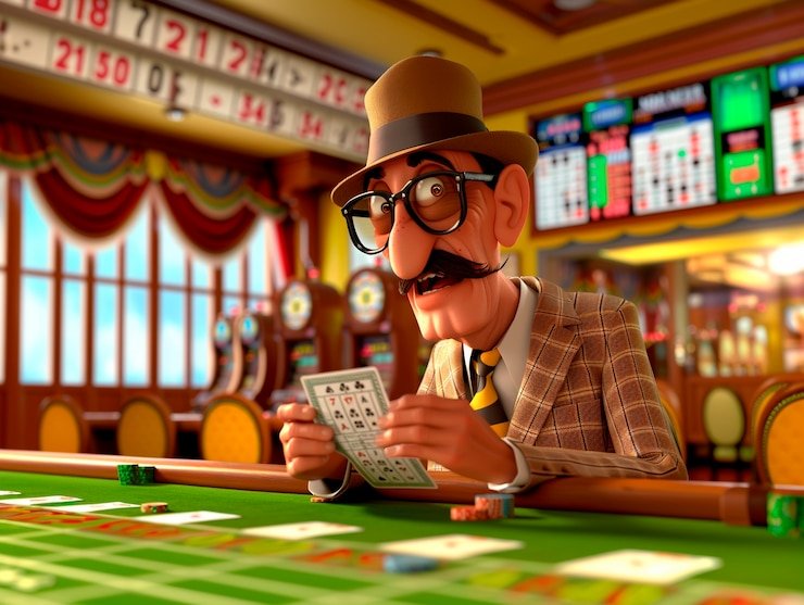 Interface blackjack iOS menunjukkan kartu dealer dan kontrol taruhan